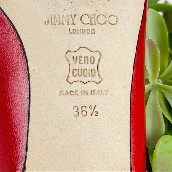 📌SOLD📌 JIMMY CHOO LYCHEE RED LEATHER FLAT SHOES - Picture 14 of 16